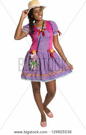Girl Wearing Generic Caipira Clothes As In Every Festa Junina. - Brazil