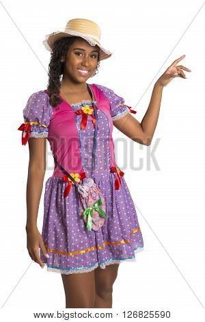 Girl Wearing Generic Caipira Clothes As In Every Festa Junina. - Brazil