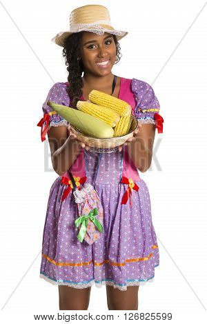 Girl Wearing Generic Caipira Clothes As In Every Festa Junina. - Brazil