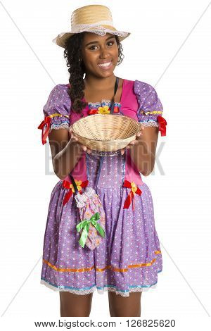 Girl Wearing Generic Caipira Clothes As In Every Festa Junina. - Brazil