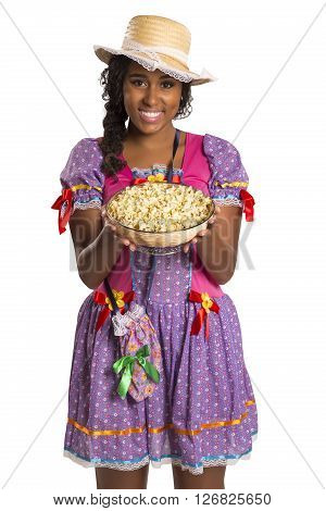 Girl Wearing Generic Caipira Clothes As In Every Festa Junina. - Brazil
