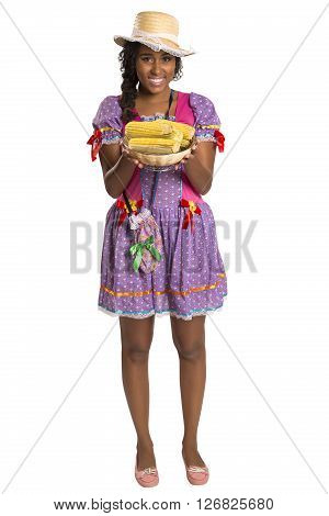 Girl Wearing Generic Caipira Clothes As In Every Festa Junina. - Brazil
