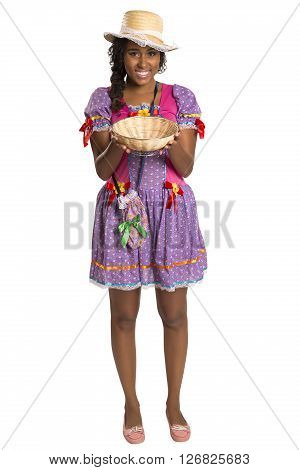 Girl Wearing Generic Caipira Clothes As In Every Festa Junina. - Brazil