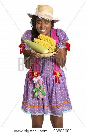 Girl Wearing Generic Caipira Clothes As In Every Festa Junina. - Brazil