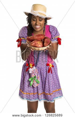 Girl Wearing Generic Caipira Clothes As In Every Festa Junina. - Brazil