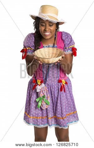 Girl Wearing Generic Caipira Clothes As In Every Festa Junina. - Brazil