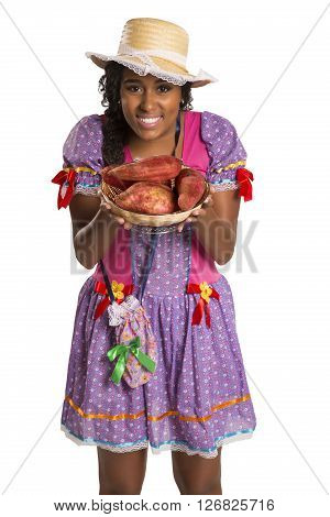 Girl Wearing Generic Caipira Clothes As In Every Festa Junina. - Brazil