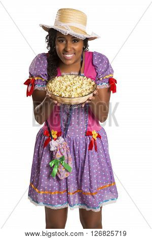 Girl Wearing Generic Caipira Clothes As In Every Festa Junina. - Brazil