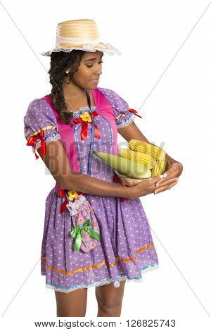 Girl Wearing Generic Caipira Clothes As In Every Festa Junina. - Brazil