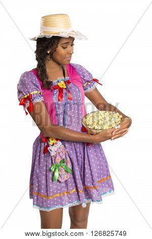 Girl Wearing Generic Caipira Clothes As In Every Festa Junina. - Brazil