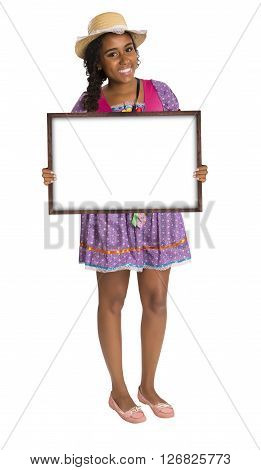 Girl Wearing Generic Caipira Clothes As In Every Festa Junina. - Brazil