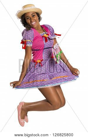 Girl Wearing Generic Caipira Clothes As In Every Festa Junina. - Brazil
