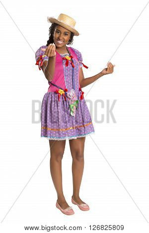 Girl Wearing Generic Caipira Clothes As In Every Festa Junina. - Brazil
