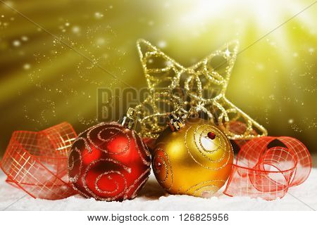 Christmas decorations in the snow illuminated light magic