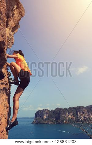 young asian woman enjoy the view at spring mountain peak
