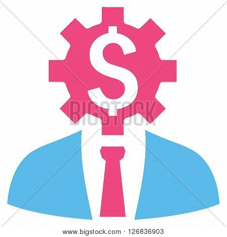 Office Worker vector icon. Style is bicolor flat symbol, pink and blue colors, white background.
