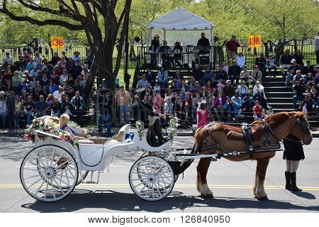 WASHINGTON, DC - APR 16: Miss America 2016 Betty Cantrell at The 2016 National Cherry Blossom Parade in Washington DC, as seen on April 16, 2016. Thousands of visitors gathered to attend this annual event.
