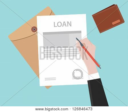 sign a loan application on paper document vector