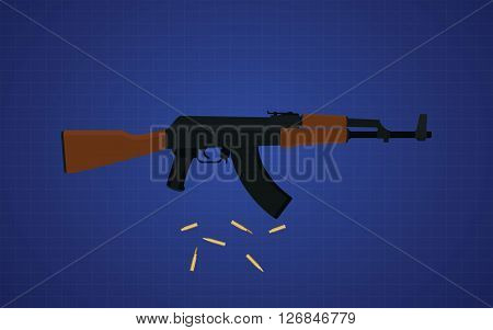 ak47 gun vector with blue background vector