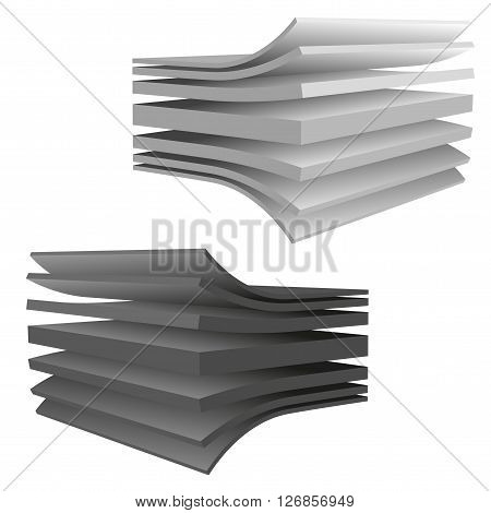 Technical illustration of a multilayer fabric. Demonstration of the structure of the material. 3D Illustration isolated on white background
