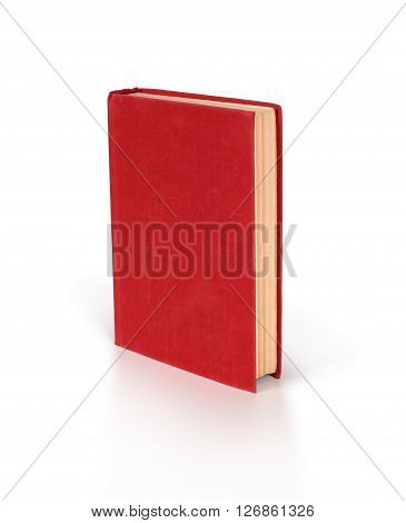 Blank red hardcover book isolated on white background with copy space