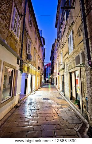 Old stone street of Zadar evening view Dalmatia Croatia