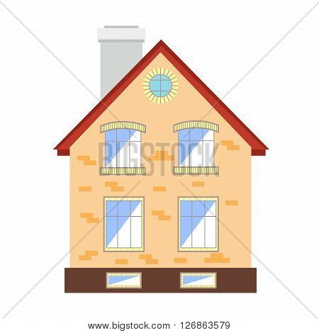 The picture small house on white background in flat style