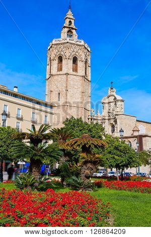 Valencia Cathedral and Miguelete tower Micalet in Spain