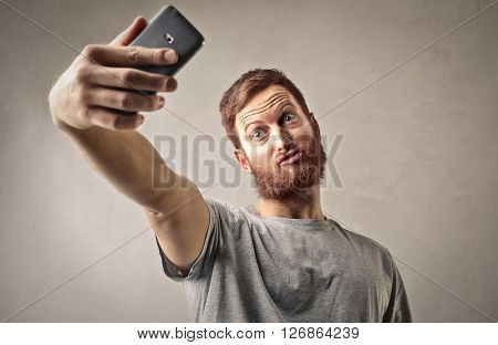 Weird man doing a selfie
