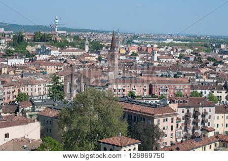 Beautiful view from the tower lamberti of Verona