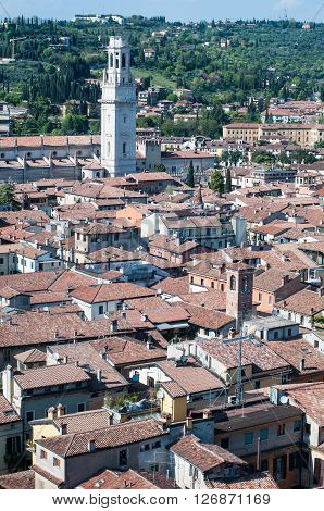 Beautiful view from the tower lamberti of Verona