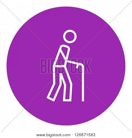 Man with cane line icon.