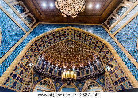 DUBAI UAE-FEBRUARY 01: Interior of Ibn Battuta Mall store on February 01 2016. Each salesroom is decorated in the style of different country.