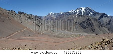 View to mount Aconcagua on argentina andes