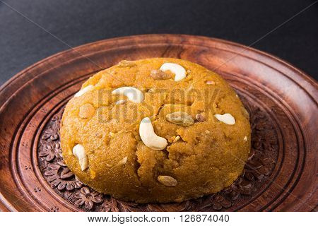 Moong Dal Halwa - a sweet dish from India, Indan Sweet Halwa made from Moong Dal, moong dal sweet sheera or shira cooked in pure ghee