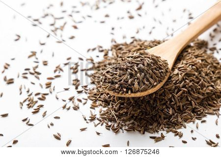 Caraway Seeds On White Table