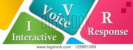 Interactive voice response text written over colorful background.