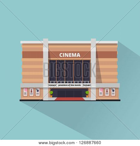 Cinema building facade. Movie Theater. Flat style