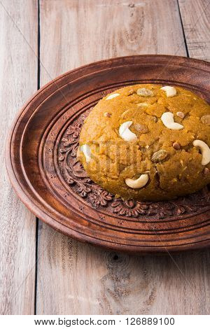 Moong Dal Halwa - a sweet dish from India, Indan Sweet Halwa made from Moong Dal, moong dal sweet sheera or shira cooked in pure ghee
