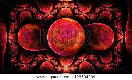 Incredible exotic pattern of rings and spheres. Microcosm. Mysterious psychedelic relaxation wallpaper. Sacred geometry. Fractal abstract pattern. Digital artwork creative graphic design.