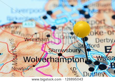 Wolverhampton pinned on a map of UK