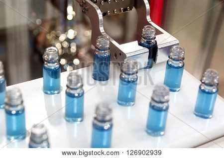 Blue Liquid In Laboratory Test Tubes