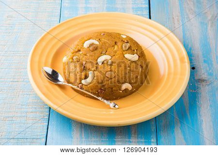 Moong Dal Halwa - a sweet dish from India, Indan Sweet Halwa made from Moong Dal, moong dal sweet sheera or shira cooked in pure ghee