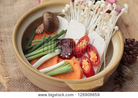 Korean tofu soup with rice is delicious