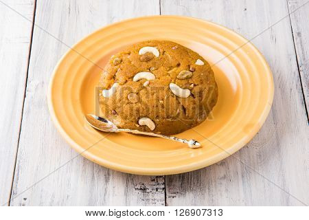 Moong Dal Halwa - a sweet dish from India, Indan Sweet Halwa made from Moong Dal, moong dal sweet sheera or shira cooked in pure ghee