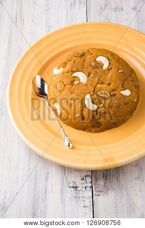 Moong Dal Halwa - a sweet dish from India, Indan Sweet Halwa made from Moong Dal, moong dal sweet sheera or shira cooked in pure ghee