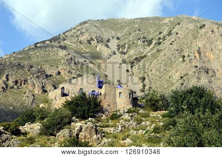 A modern house in mountains in the island Crète