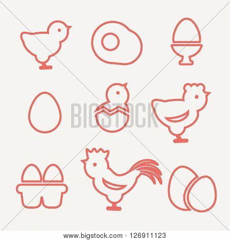 Egg icons. Egg food, breakfast egg, animal egg chicken vector