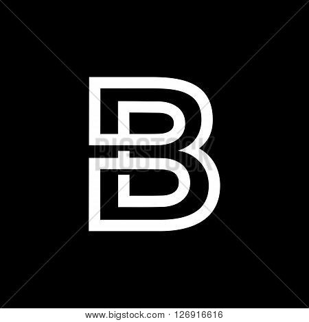 Capital letter B. From the white interwoven strips on a black background. Template for emblem, logos and monograms.