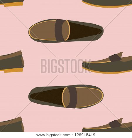 Moccasins seamless pattern background. Seamless pattern of a men moccasins